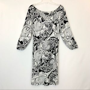 BCBGMAXAZRIA drop waist quarter sleeves dress